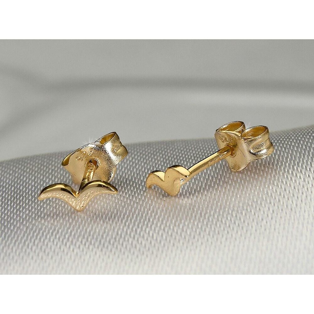 Tiny Tiny Bird Stud Earrings, Sterling Silver Rea… - image 1